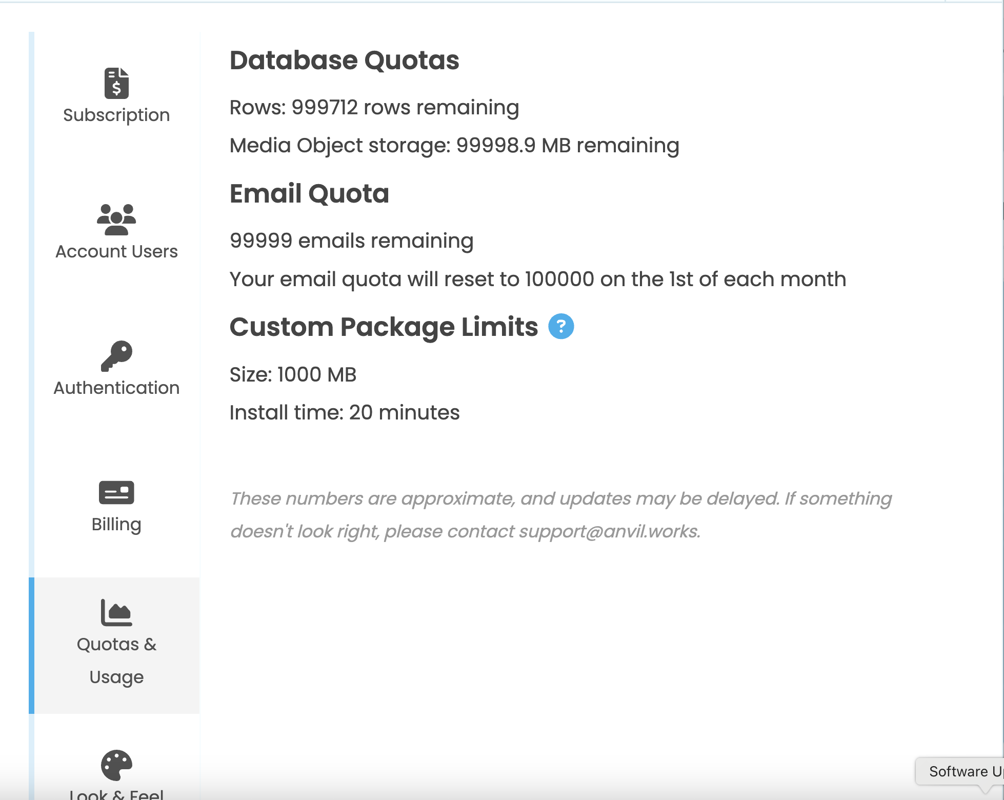 The Quotas Tab